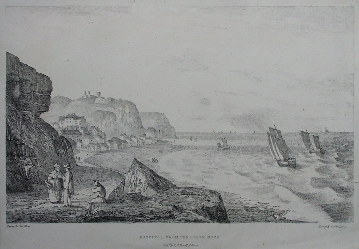 Lithograph - Hastings, from the White Rock - Rowe